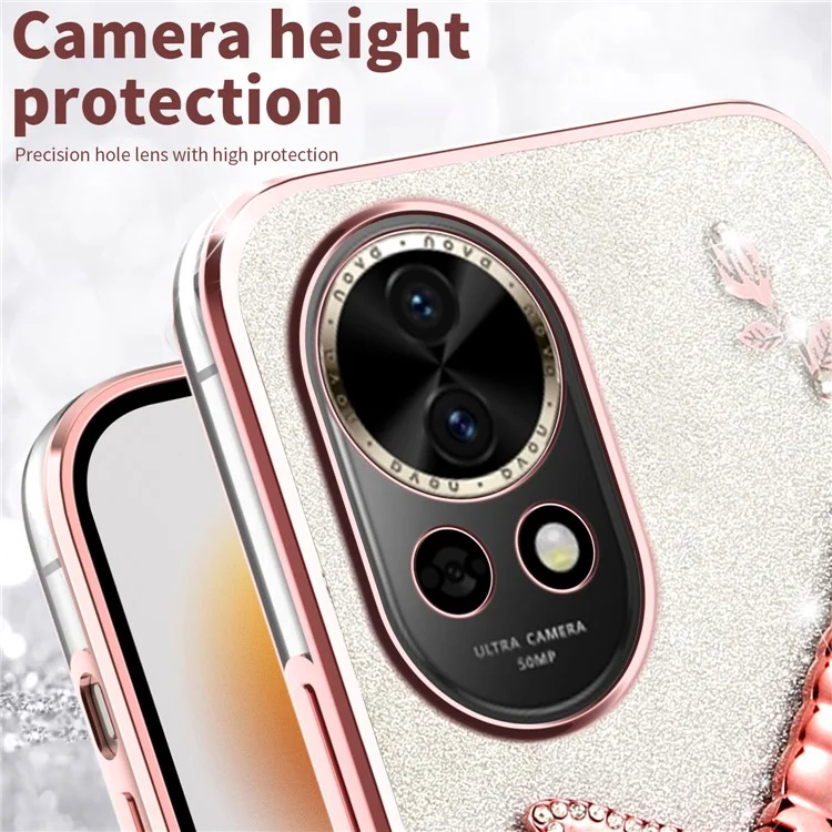 ЧЕХОЛ KADEM ДЛЯ HUAWEI NOVA 13 С ДРАКОНЬИМИ КРЫЛЬЯМИ, ПОДСТАВКОЙ И БЛЕСТКАМИ - РОЗОВЫЙ