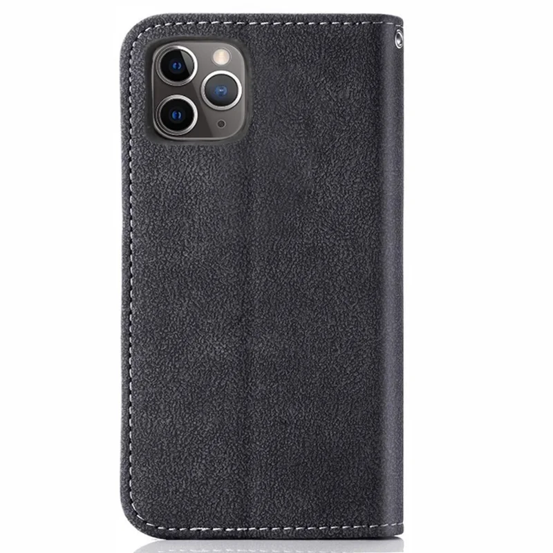 Retro Texture Cell Phone Case for iPhone 12 / 12 Pro 6.1 inch, Anti-scratch PU Leather Rotating Card Slots Holder Stand Wallet Cover - Black