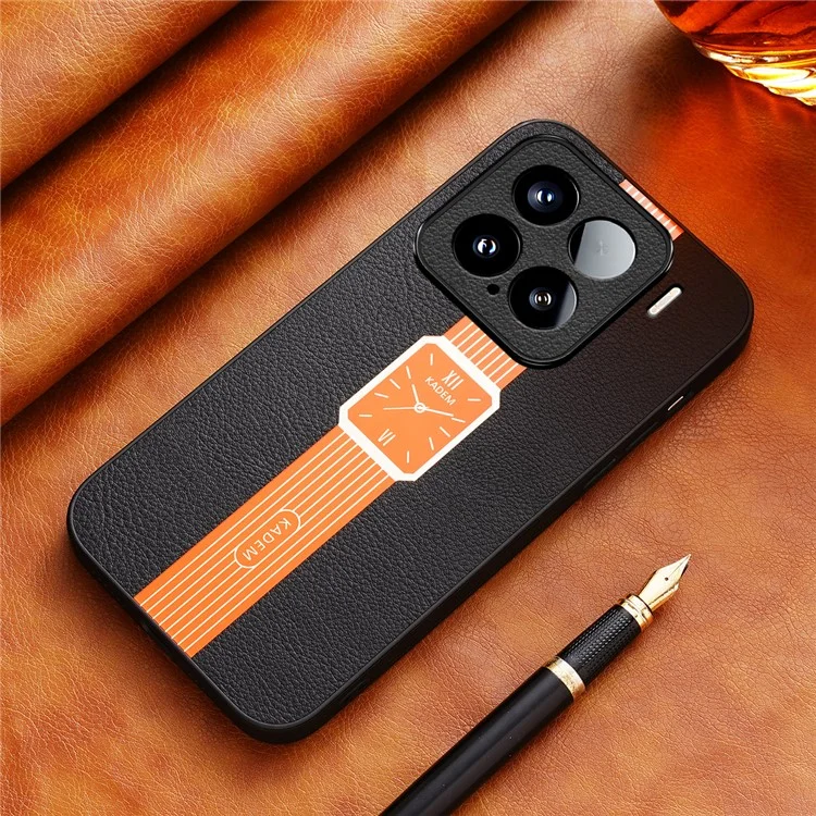 Чехол KADEM для Xiaomi 15 из кожи+ТПУ+акрила, устойчивый к царапинам - оранжевый