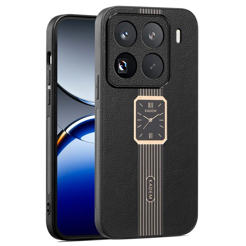 Capa para Xiaomi 15 Pro KADEM em couro + TPU + acrílico à prova de arranhões - Preta