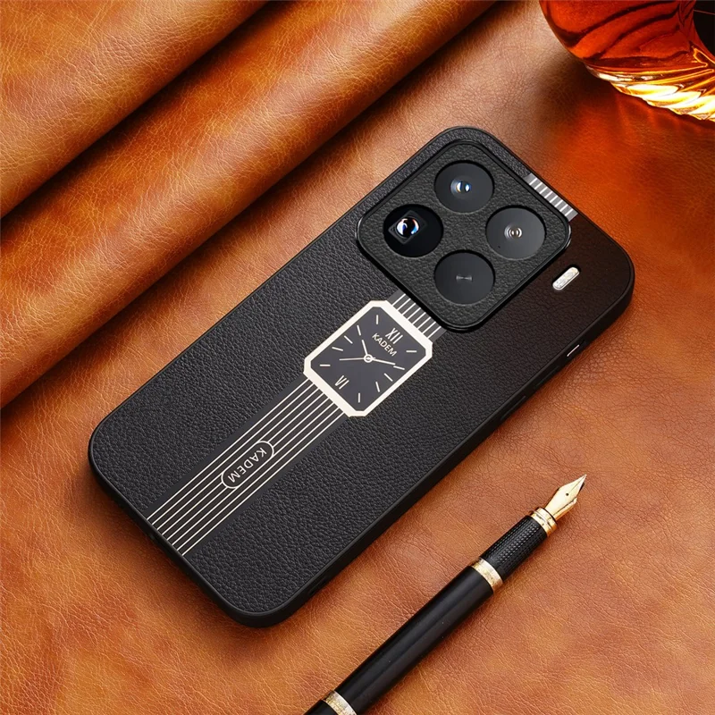 Capa para Xiaomi 15 Pro KADEM em couro + TPU + acrílico à prova de arranhões - Preta