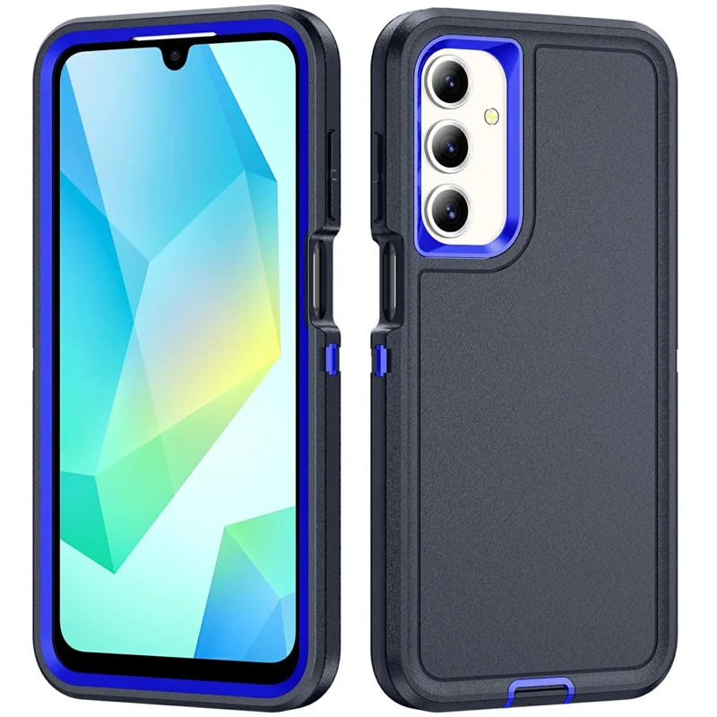 For Samsung Galaxy A16 4G / 5G Case PC+Silicone+EVA 3-in-1 Shockproof Phone Cover - Dark Blue+Sapphire