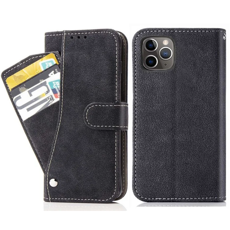 Per Iphone 13 Pro Max 6,7 Pollici PU Peth Peth Custodia a Rotazione Incorporata Porta a Rotazione Incorporata Con Telaio Retrò Resistente All'usura Shelt Shell - Nero