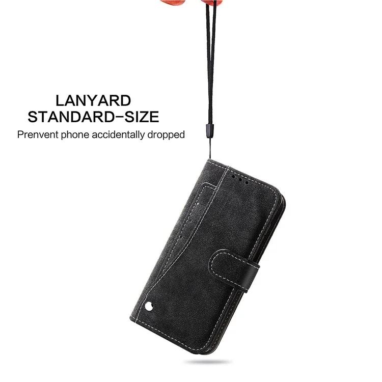 Per Iphone 13 Pro Max 6,7 Pollici PU Peth Peth Custodia a Rotazione Incorporata Porta a Rotazione Incorporata Con Telaio Retrò Resistente All'usura Shelt Shell - Nero