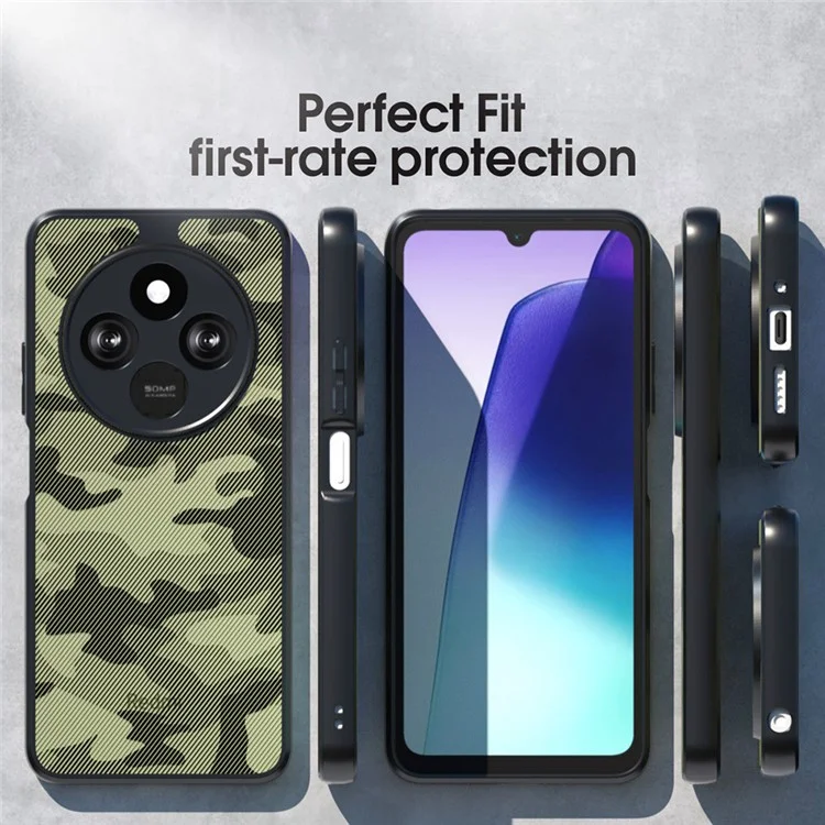 Étui IBMRS pour Xiaomi Redmi 14C 4G en TPU + PC, protection antichoc robuste, protection pour l'appareil photo - Camouflage artistique