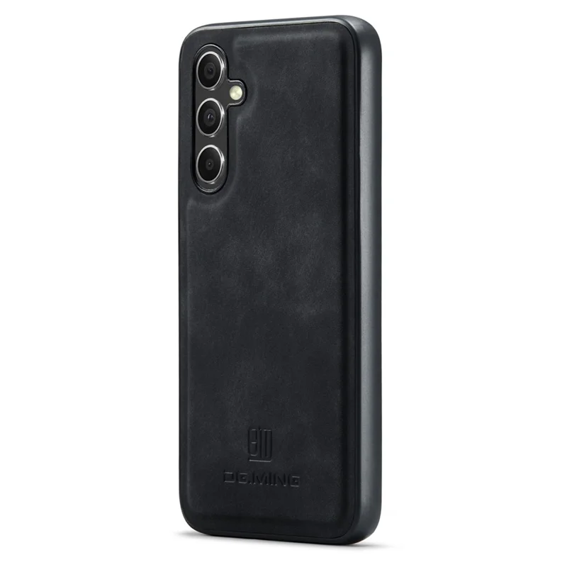 DG.MING For Samsung Galaxy A36 5G Case PU Leather Covered PC+TPU Hybrid Phone Shell - Black