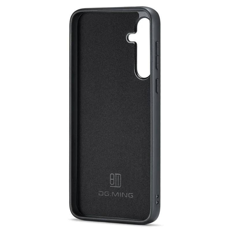 DG.MING For Samsung Galaxy A36 5G Case PU Leather Covered PC+TPU Hybrid Phone Shell - Black