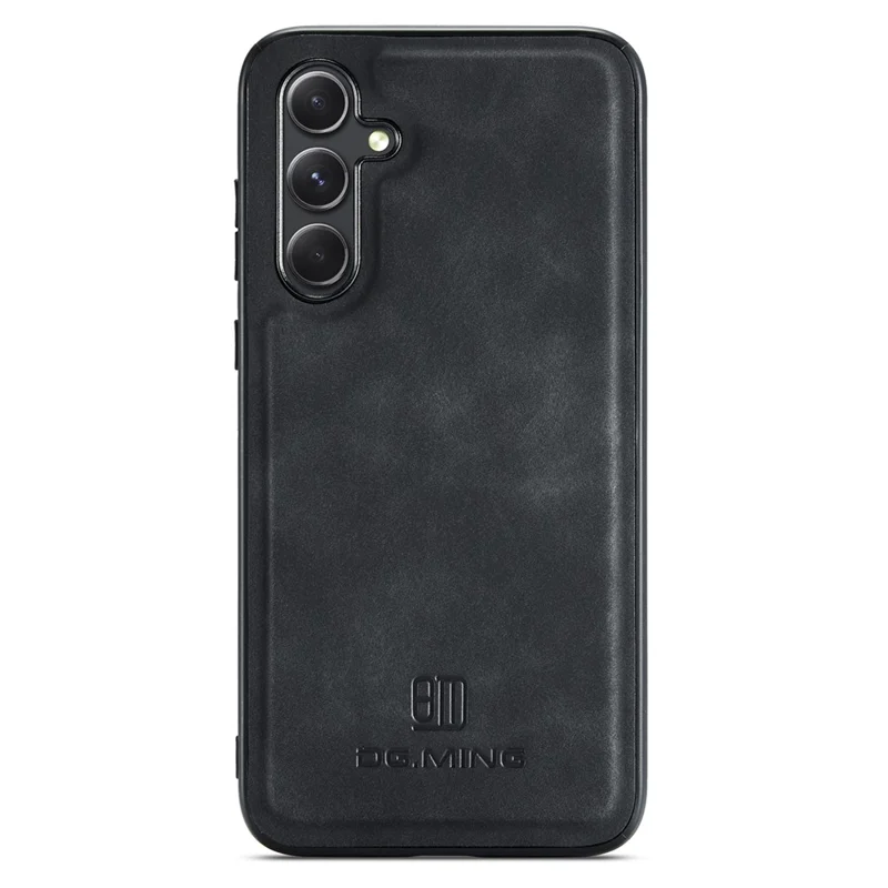 DG.MING For Samsung Galaxy A36 5G Case PU Leather Covered PC+TPU Hybrid Phone Shell - Black