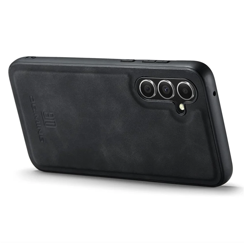 DG.MING For Samsung Galaxy A36 5G Case PU Leather Covered PC+TPU Hybrid Phone Shell - Black