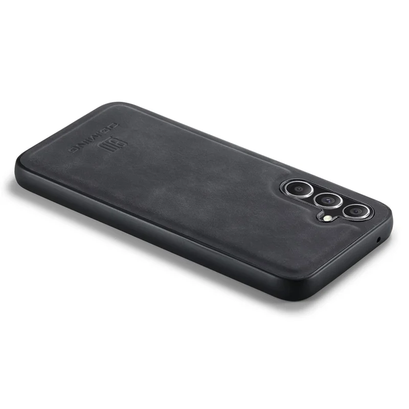 DG.MING For Samsung Galaxy A36 5G Case PU Leather Covered PC+TPU Hybrid Phone Shell - Black