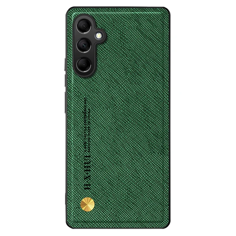 For Samsung Galaxy S25 Case Cross Texture Leather+TPU Phone Cover Support Magnetic Car Holder - Green