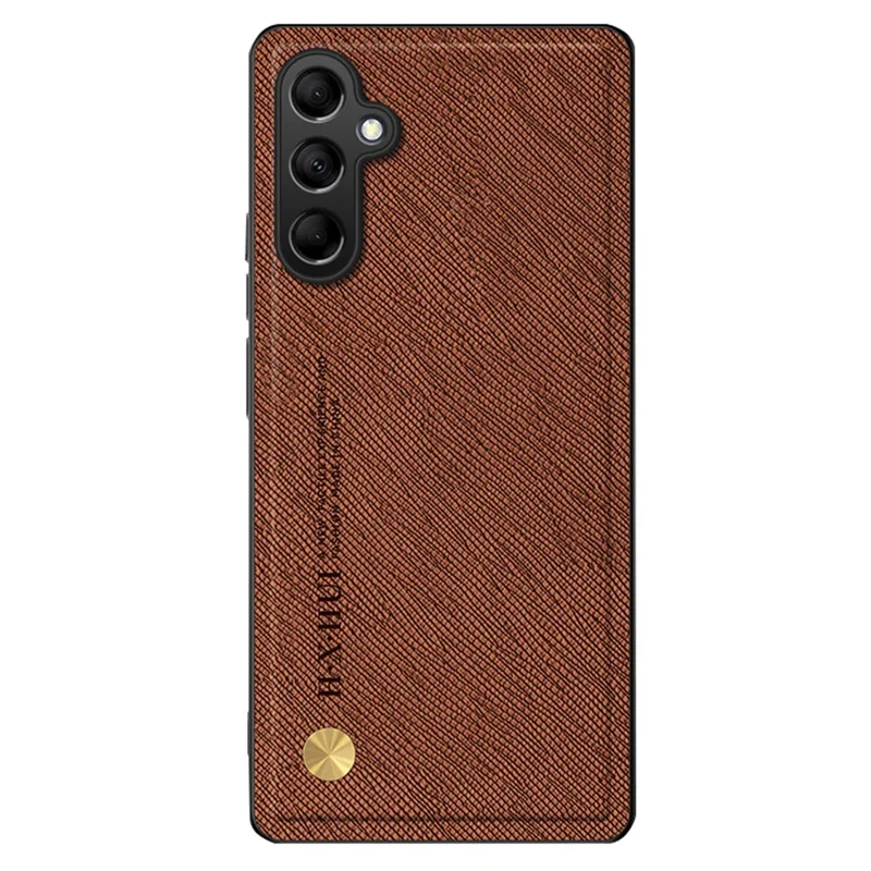 For Samsung Galaxy S25+ Case Cross Texture Leather+TPU Phone Cover Support Magnetic Car Holder - Brown