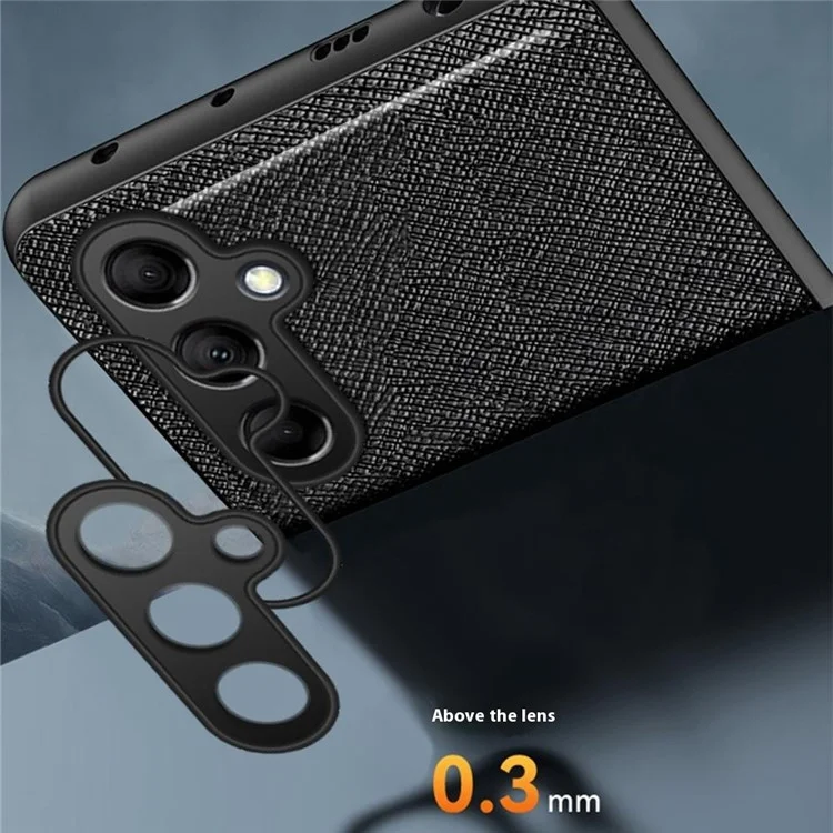Funda para Samsung Galaxy A16 5G / 4G Textura Cruzada Cuero+TPU Cubierta de Teléfono Soporte Magnético para Coche - Negro