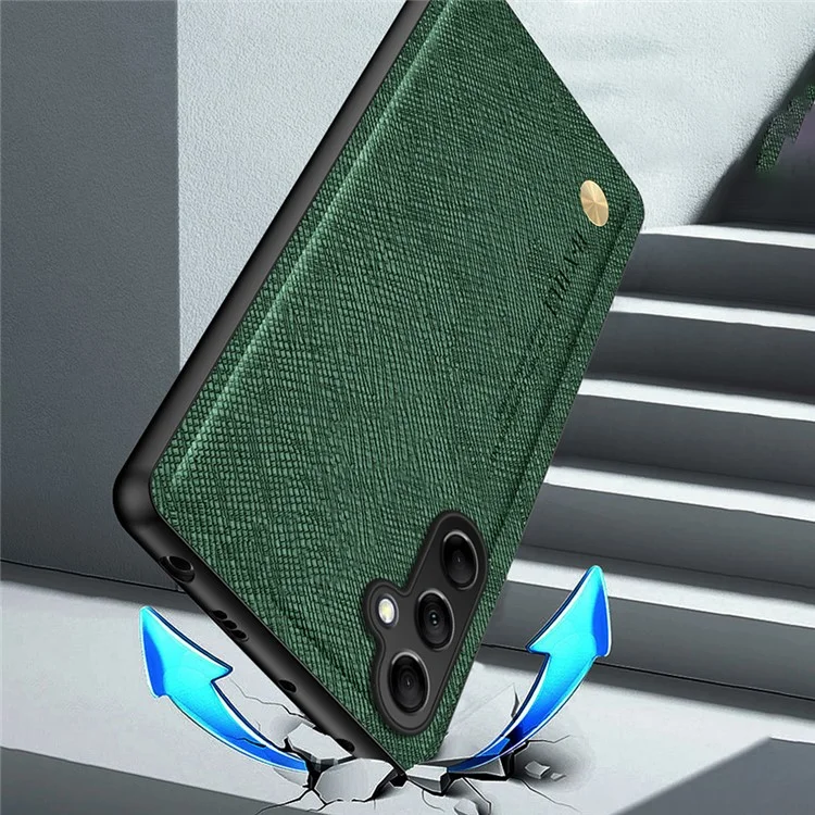 Funda para Samsung Galaxy A16 5G / 4G Textura Cruzada Cuero+TPU Cubierta de Teléfono Soporte Magnético para Coche - Negro