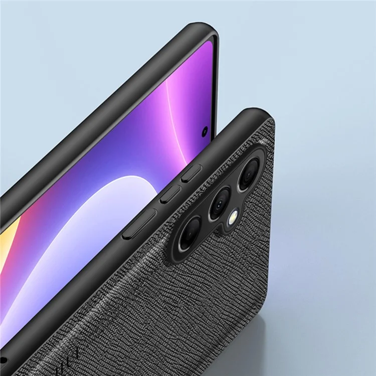 Funda para Samsung Galaxy A16 5G / 4G Textura Cruzada Cuero+TPU Cubierta de Teléfono Soporte Magnético para Coche - Negro