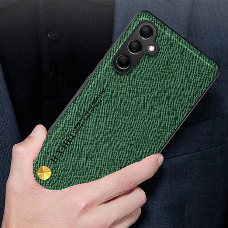 Funda para Samsung Galaxy A16 5G / 4G Textura Cruzada Cuero+TPU Cubierta de Teléfono Soporte Magnético para Coche - Negro