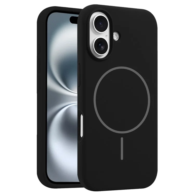For iPhone 16 Plus Case Compatible with MagSafe Liquid Silicone Anti-Drop Phone Cover - Black