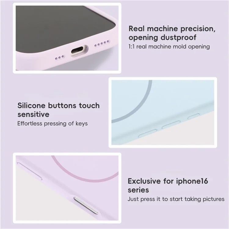 For iPhone 16 Pro Case Compatible with MagSafe Liquid Silicone Anti-Drop Phone Cover - Sapphire
