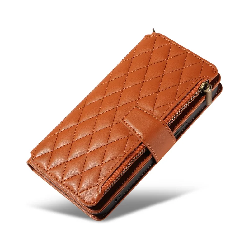 For iPhone 15 Pro Max Leather Case with Card Holder, RFID Blocking Wallet Phone Cover Rhombus Pattern - Yellow