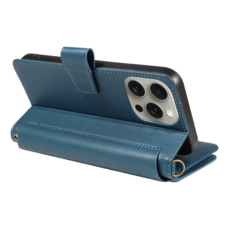 For iPhone 14 Pro Leather Case with Card Holder, RFID Blocking Wallet Phone Cover Rhombus Pattern - Blue