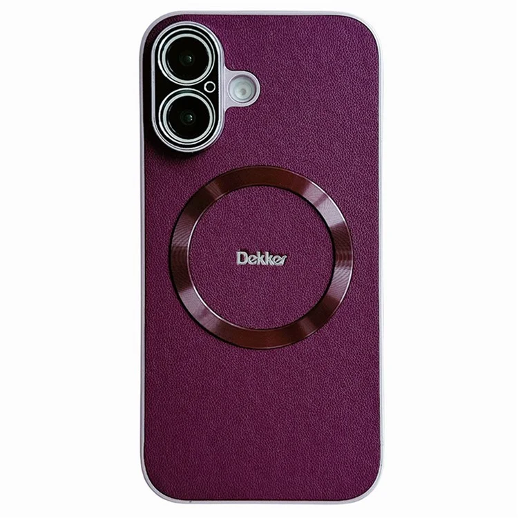 DEKKER For iPhone 16 Back Cover Compatible with MagSafe PU+TPU Phone Case - Purple