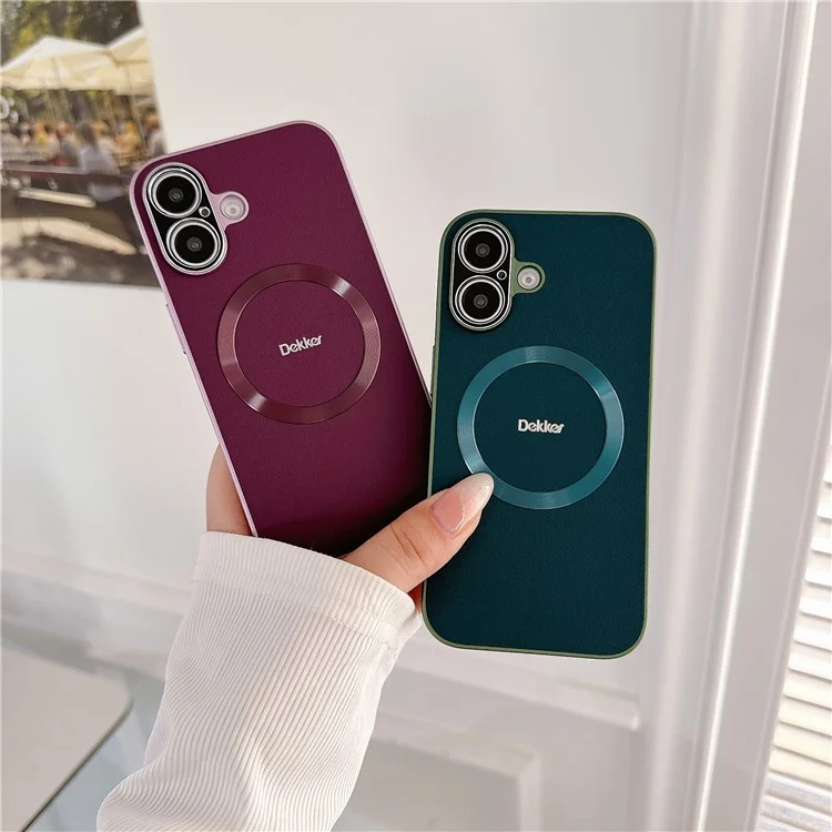 DEKKER For iPhone 16 Back Cover Compatible with MagSafe PU+TPU Phone Case - Purple