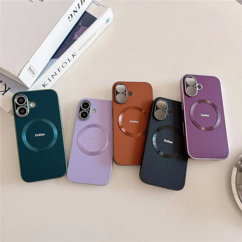 DEKKER For iPhone 16 Plus Back Cover Compatible with MagSafe PU+TPU Phone Case - Purple