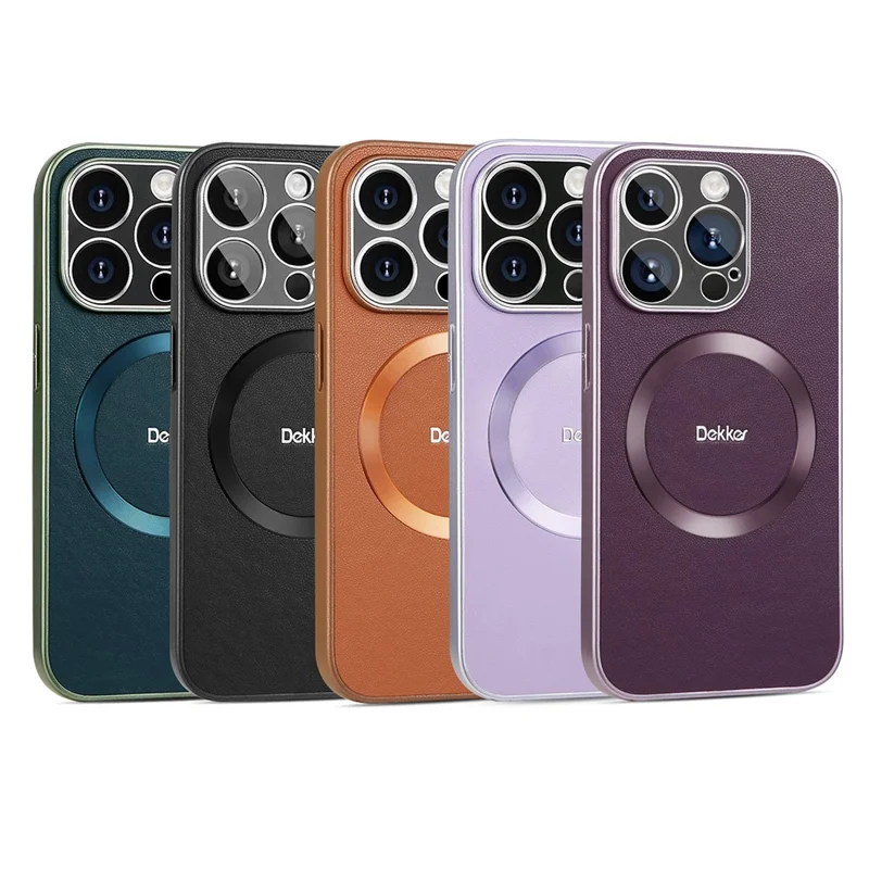 DEKKER For iPhone 15 Pro Max Back Cover Compatible with MagSafe PU+TPU Phone Case - Blue