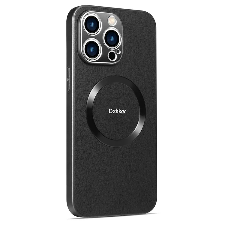 DEKKER For iPhone 15 Pro Back Cover Compatible with MagSafe PU+TPU Phone Case - Black