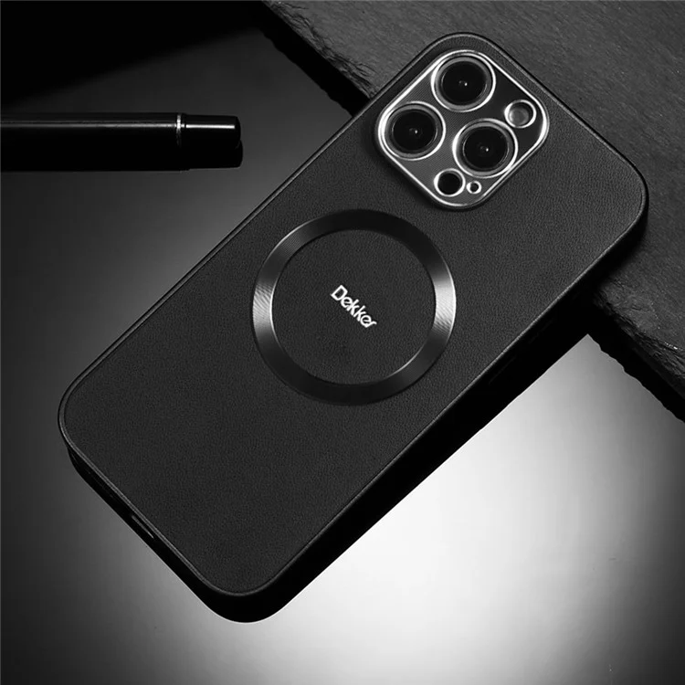 DEKKER For iPhone 15 Pro Back Cover Compatible with MagSafe PU+TPU Phone Case - Black