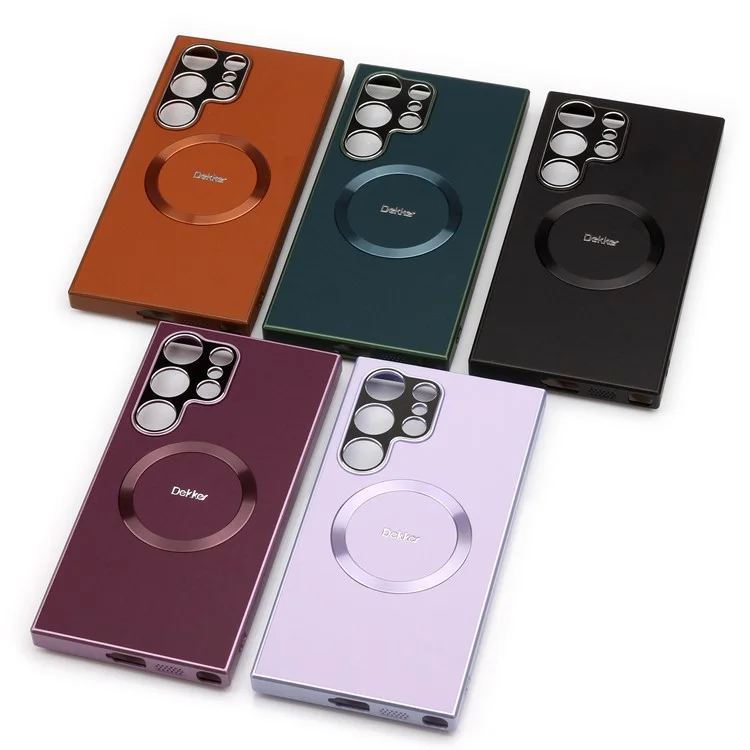 DEKKER Funda trasera compatible con Samsung Galaxy S23 Ultra con MagSafe, de PU+TPU - Morado