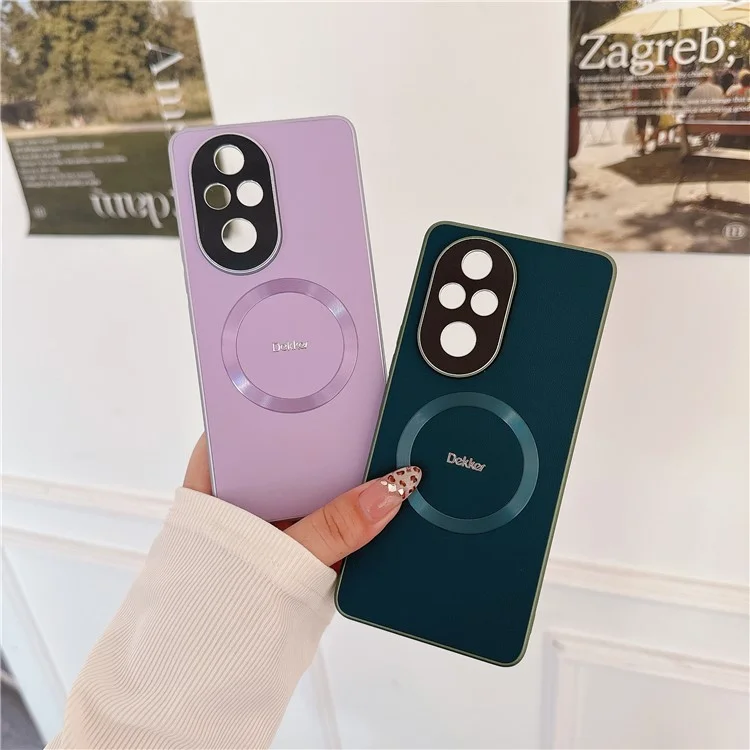 DEKKER For Honor 200 Pro 5G Back Cover Compatible with MagSafe PU+TPU Phone Case - Purple