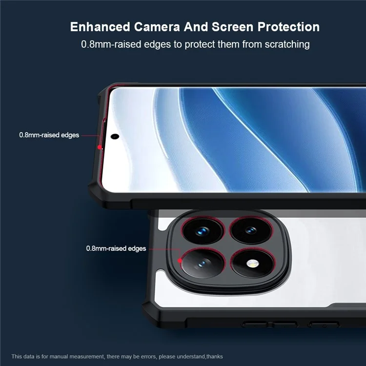 Coque XUNDD pour Xiaomi Redmi Note 14 Pro 5G, antichoc en TPU et dos en acrylique transparent.