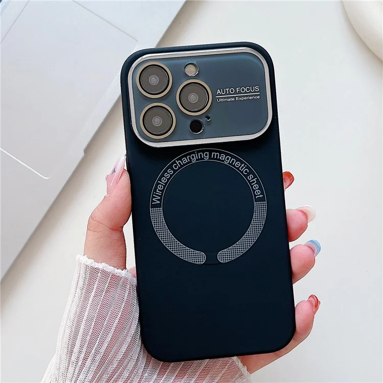 For iPhone 16 Pro Max Case Compatible with MagSafe Liquid Silicone Phone Cover with Wide Lens Protection - Black
