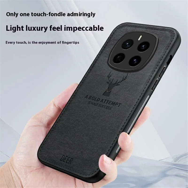 For Honor Magic7 5G Case Deer Pattern Cloth Texture PU Leather Hybrid Phone Cover - Grey