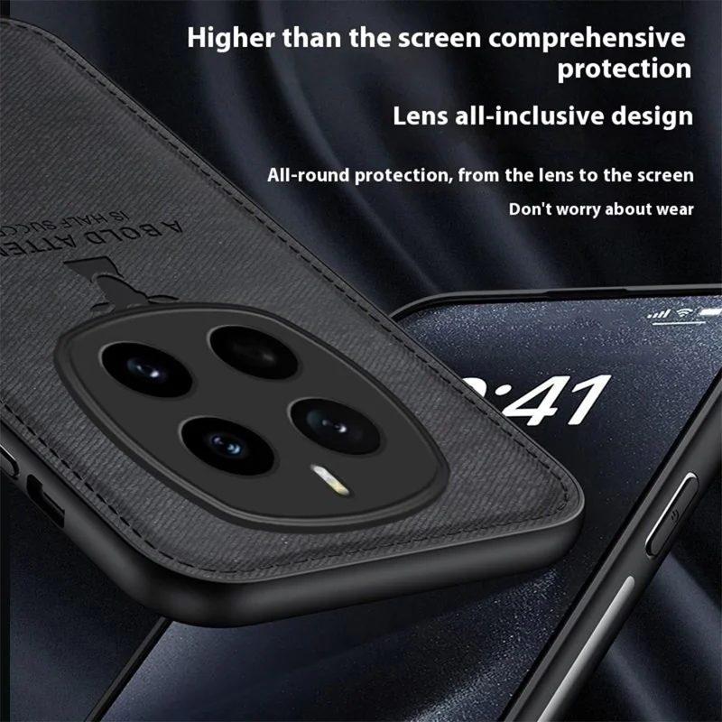 For Honor Magic7 5G Case Deer Pattern Cloth Texture PU Leather Hybrid Phone Cover - Grey