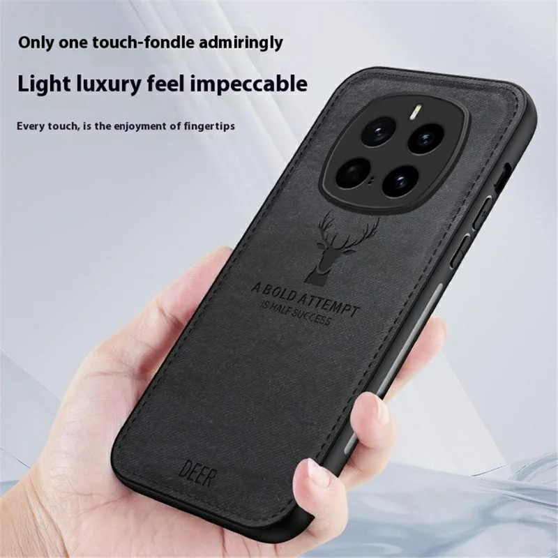 For Honor Magic7 Pro 5G Case Deer Pattern Cloth Texture PU Leather Hybrid Phone Cover - Grey