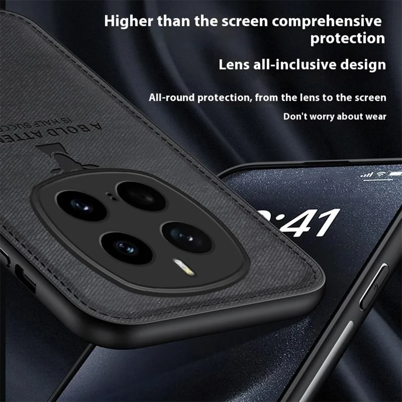 For Honor Magic7 Pro 5G Case Deer Pattern Cloth Texture PU Leather Hybrid Phone Cover - Grey