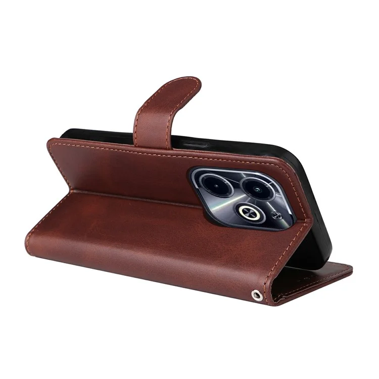 Wallet Case for Infinix Smart 8 Plus / Smart 8 Pro 4G / Smart 8 4G / Hot 40i / TECNO Spark 20 / Spark Go 2024 4G Leather Phone Cover - Brown