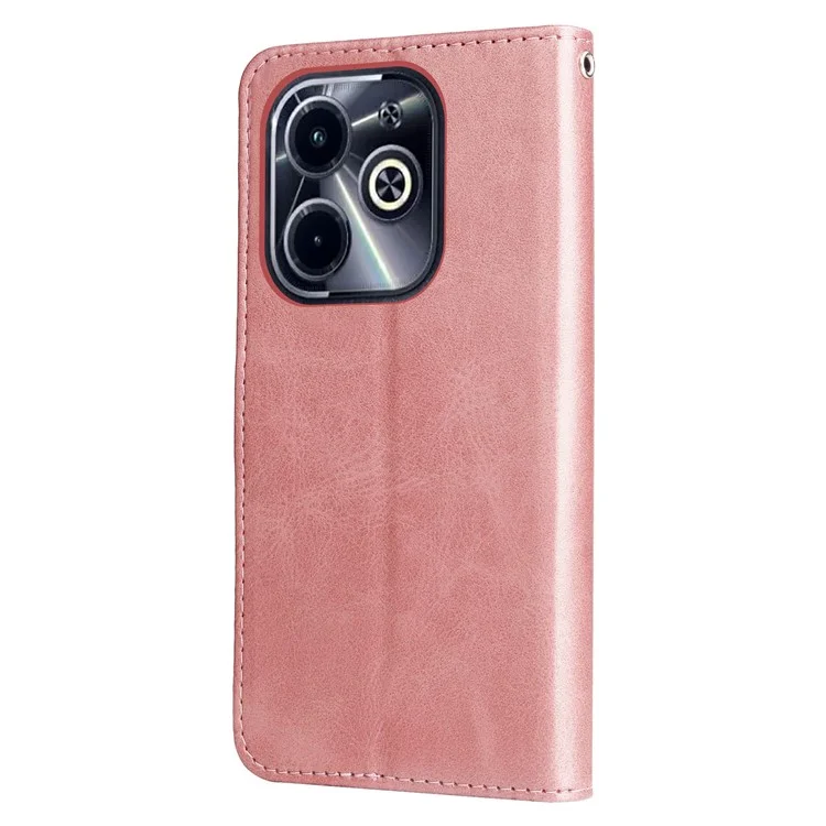Funda de cartera con cremallera para Infinix Smart 8 Plus / Smart 8 Pro 4G / Smart 8 4G / Hot 40i / TECNO Spark 20 / Spark Go 2024 4G - Rosa
