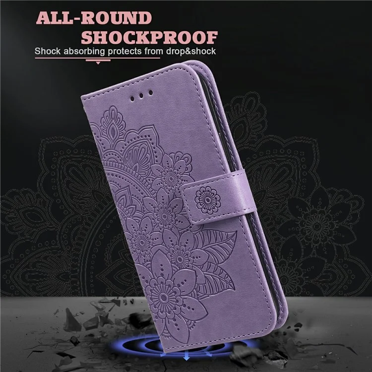 Funda de cuero para Infinix Smart 8 Plus / Smart 8 Pro 4G / Smart 8 4G / Hot 40i / TECNO Spark 20 / Spark Go 2024 4G - Cubierta de teléfono con flores - Púrpura