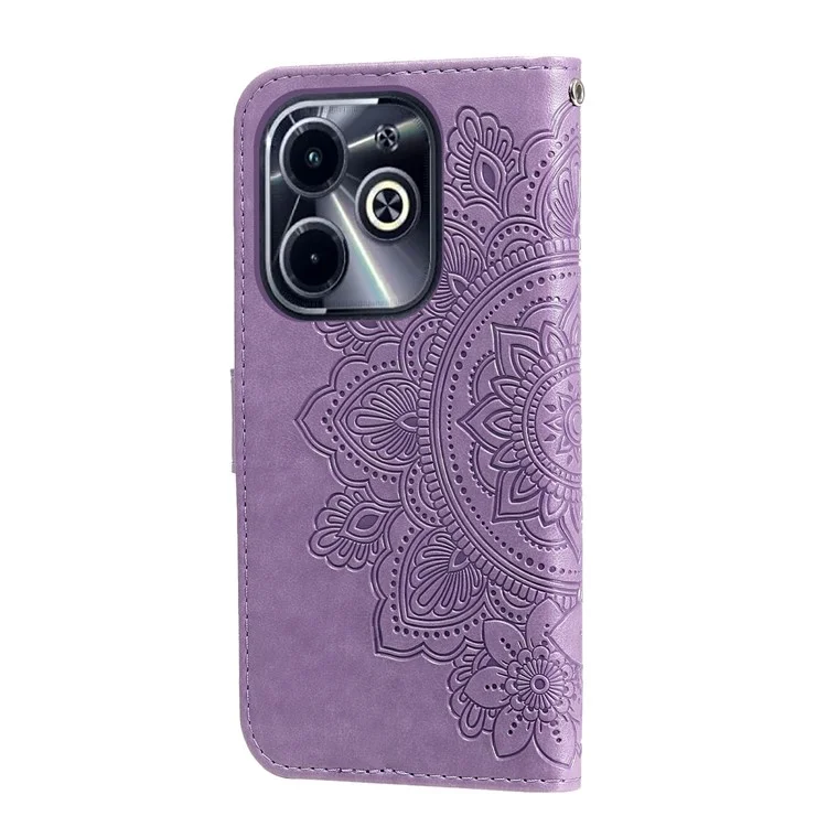 Funda de cuero para Infinix Smart 8 Plus / Smart 8 Pro 4G / Smart 8 4G / Hot 40i / TECNO Spark 20 / Spark Go 2024 4G - Cubierta de teléfono con flores - Púrpura