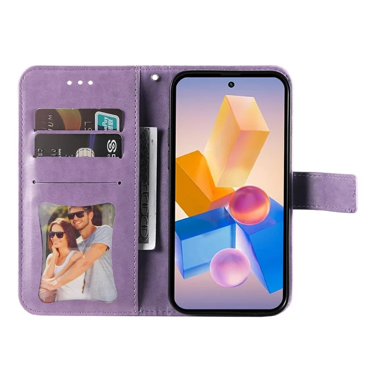 Funda de cuero para Infinix Smart 8 Plus / Smart 8 Pro 4G / Smart 8 4G / Hot 40i / TECNO Spark 20 / Spark Go 2024 4G - Cubierta de teléfono con flores - Púrpura