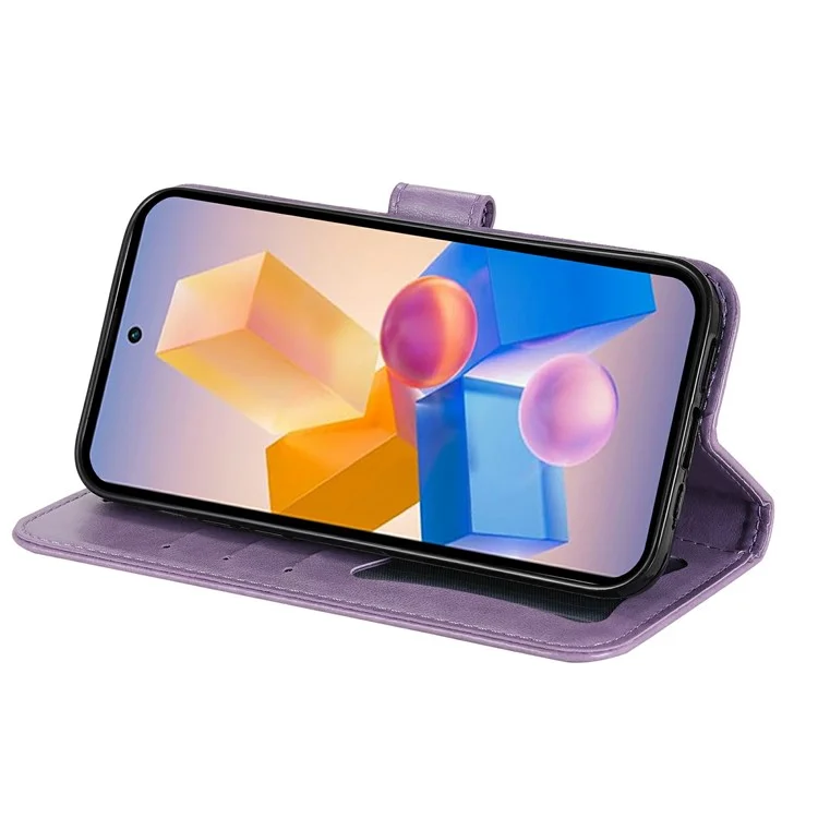 Funda de cuero para Infinix Smart 8 Plus / Smart 8 Pro 4G / Smart 8 4G / Hot 40i / TECNO Spark 20 / Spark Go 2024 4G - Cubierta de teléfono con flores - Púrpura