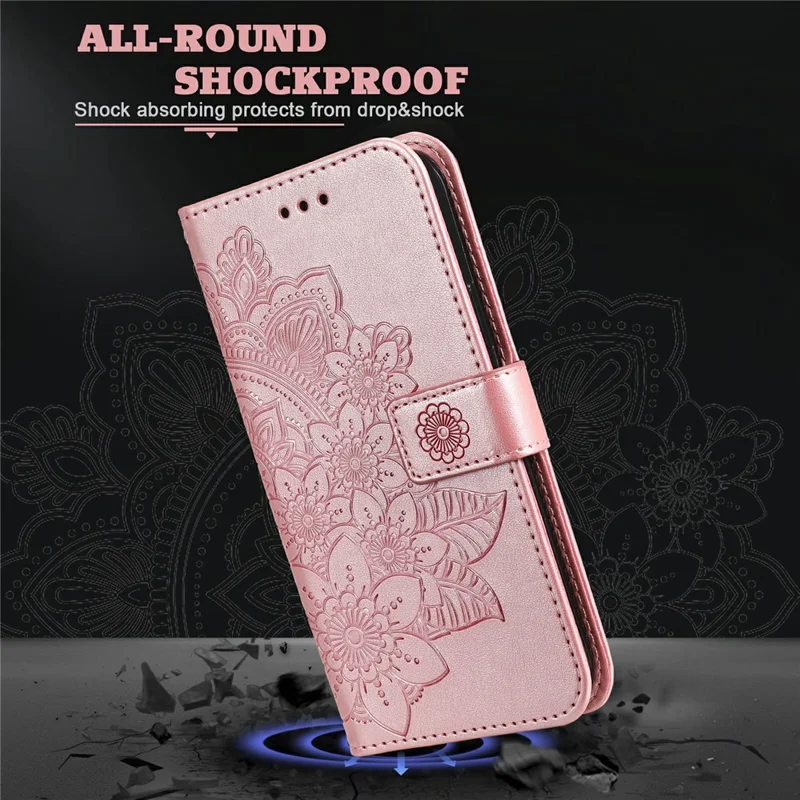 Leather Case for Infinix Smart 8 Plus / Smart 8 Pro 4G / Smart 8 4G / Hot 40i / TECNO Spark 20 / Spark Go 2024 4G Flower Phone Cover - Pink