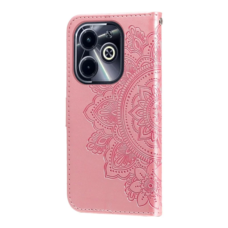 Leather Case for Infinix Smart 8 Plus / Smart 8 Pro 4G / Smart 8 4G / Hot 40i / TECNO Spark 20 / Spark Go 2024 4G Flower Phone Cover - Pink