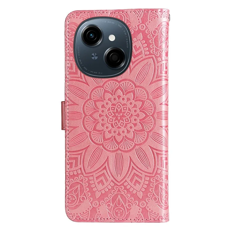Leather Case for TECNO Spark Go 2025 / Spark Go 1 / Pop 9 4G Sunflower Imprint Wallet Phone Cover - Pink
