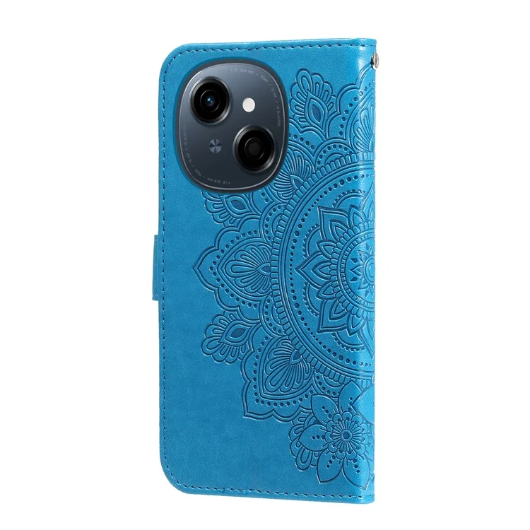 Leather Case for TECNO Spark Go 2025 / Spark Go 1 / Pop 9 4G Wallet Floral Phone Cover Stand - Blue