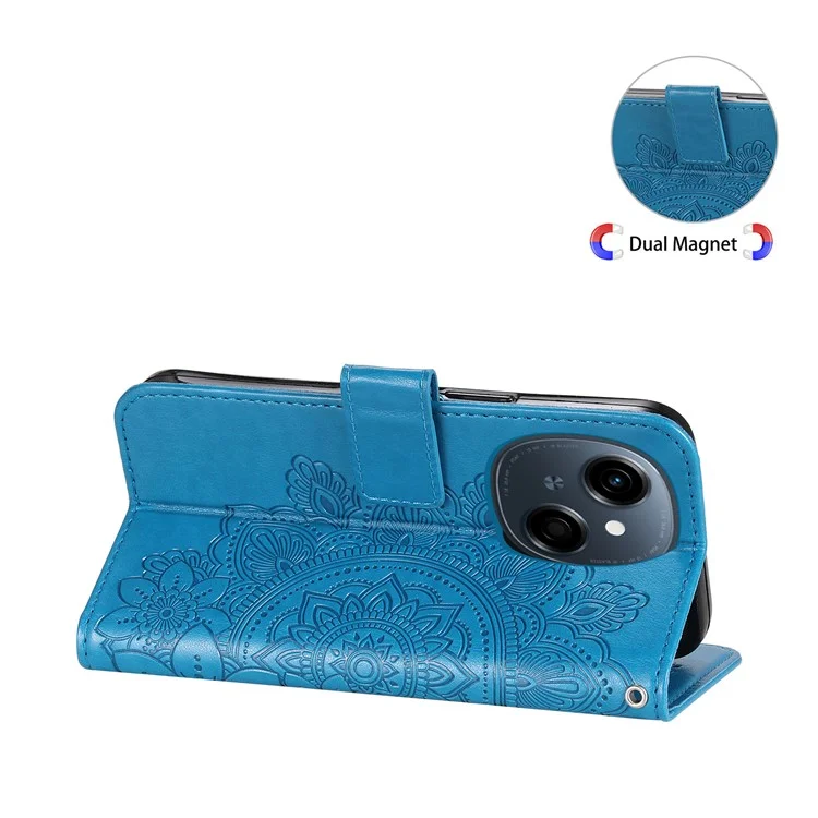 Leather Case for TECNO Spark Go 2025 / Spark Go 1 / Pop 9 4G Wallet Floral Phone Cover Stand - Blue