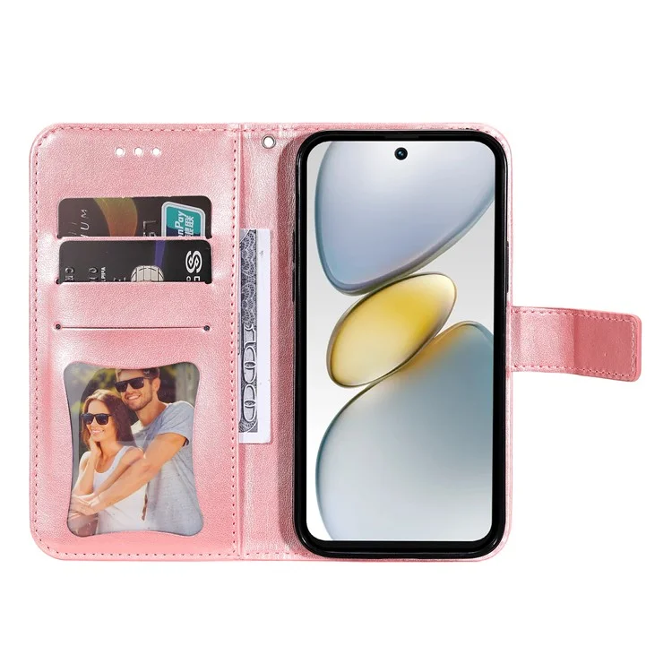 Leather Case for TECNO Spark Go 2025 / Spark Go 1 / Pop 9 4G Wallet Floral Phone Cover Stand - Pink